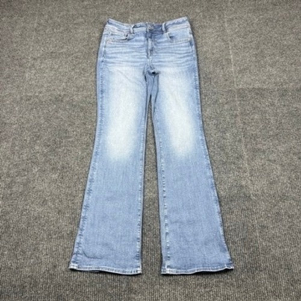 American Eagle Next Level Stretch Kick Boot Jeans Light Wash Blue 10 Long